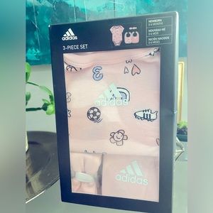 Adidas pink 3 piece set for newborn